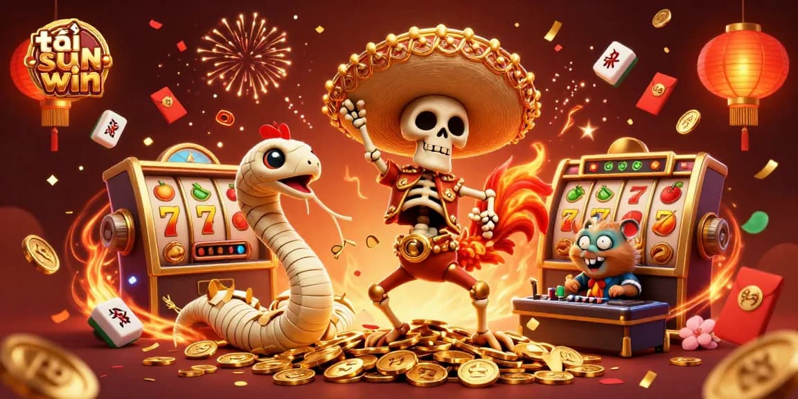 Spin and win with tải sun win in this lively 3D casino illustration featuring playful characters and rich gambling elements.