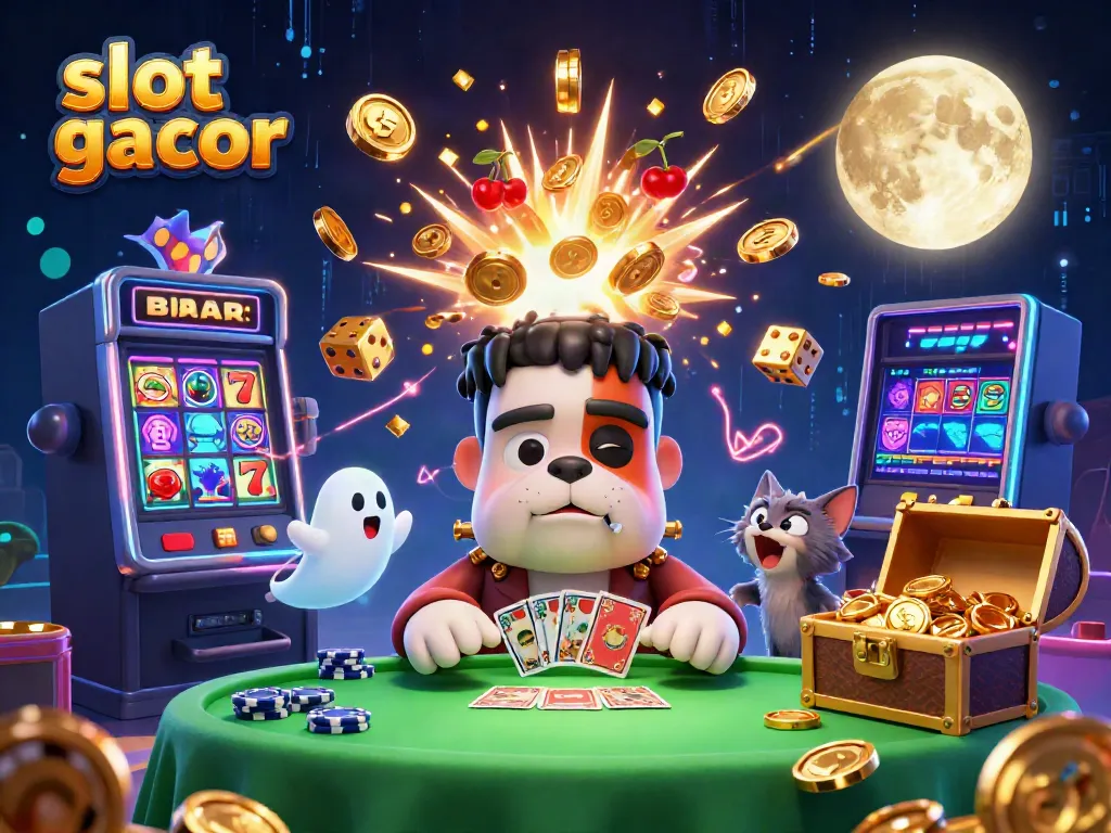 Experience thrilling slot gacor action with vibrant characters and jackpot excitement in this colorful digital illustration.