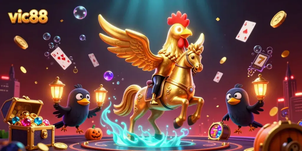 Join the thrilling adventures of vic88 in a vibrant and colorful online casino filled with treasures and gaming excitement.