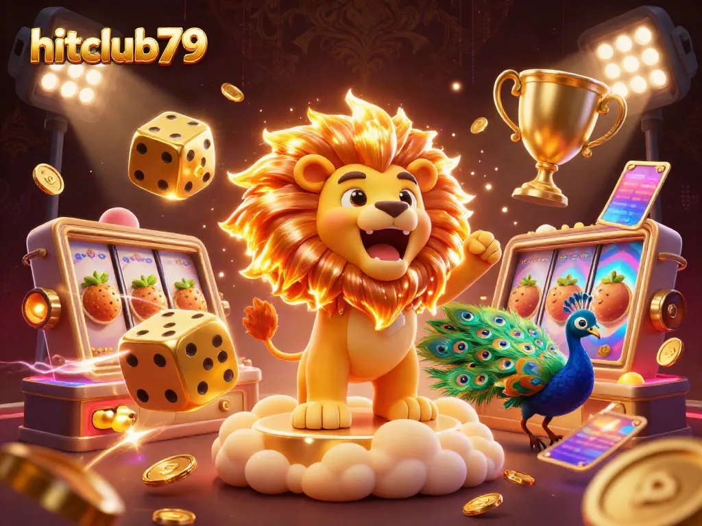 Experience winning moments with hitclub79 as the cartoon sun lion shares the spotlight with thrilling casino elements.