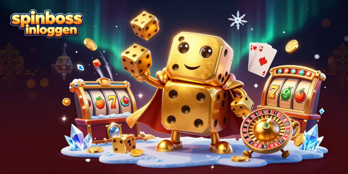 Engage in spinboss inloggen with an exciting casino experience featuring golden dice, slots, and vibrant game elements.