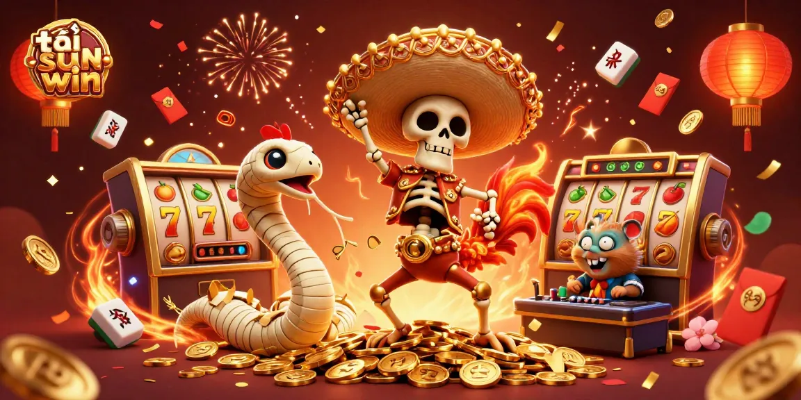 Spin and win with tải sun win in this lively 3D casino illustration featuring playful characters and rich gambling elements.